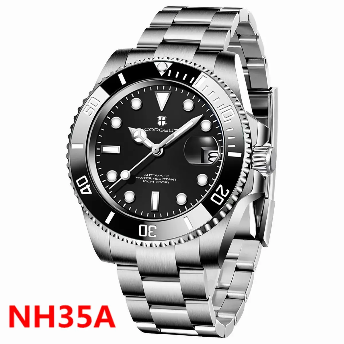 Luxury 40MM Diver Corgeut Watch NH35/Miyot Automatic Mechanical Watches Men Sapphire Luminous 10Bar Dress Reloj Ceramic Bezel