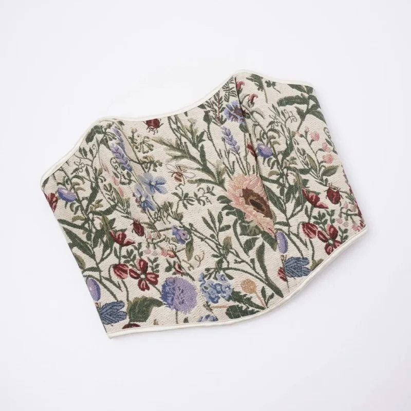 Женский элегантный корсет без бретелек, укороченные топы, винтажные бюстье с абрикосовым цветочным принтом, нижнее белье, корсет на шнуровке