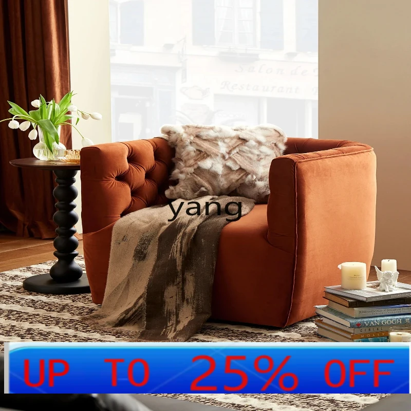 

LHH retro fabric flannel sofa small apartment bedroom living room balcony sofa