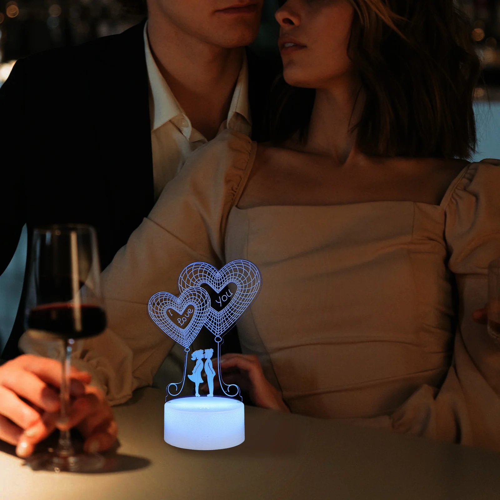 1pc Touch Night Light Led Heart Shape Bedroom Lamp Romantic Atmosphere Light For Valentine’S Day Party Wedding Decor