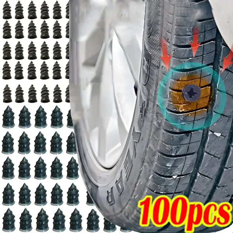 10/100Pcs Car Motorcycle Vacuum Tyre Repair Nails Truck Scooter Bike Tire Puncture Repair Tools Rubber Metal Nails Accessories