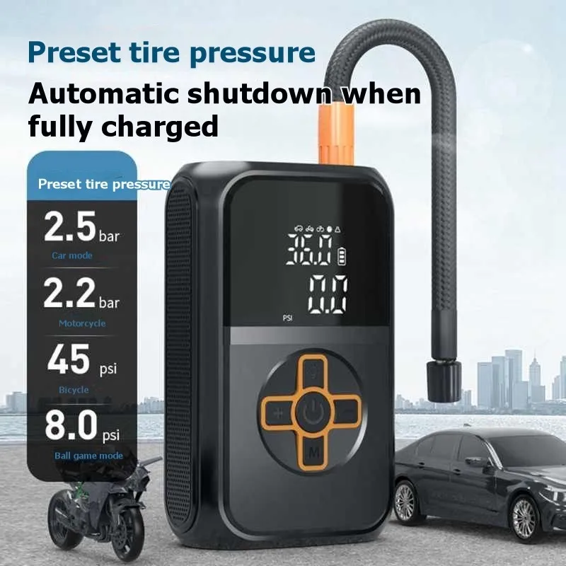 BHTS - Iluminação de Emergência Inclusa, Inflador Portátil Sem Fio Multifuncional com Display Digital Inteligente