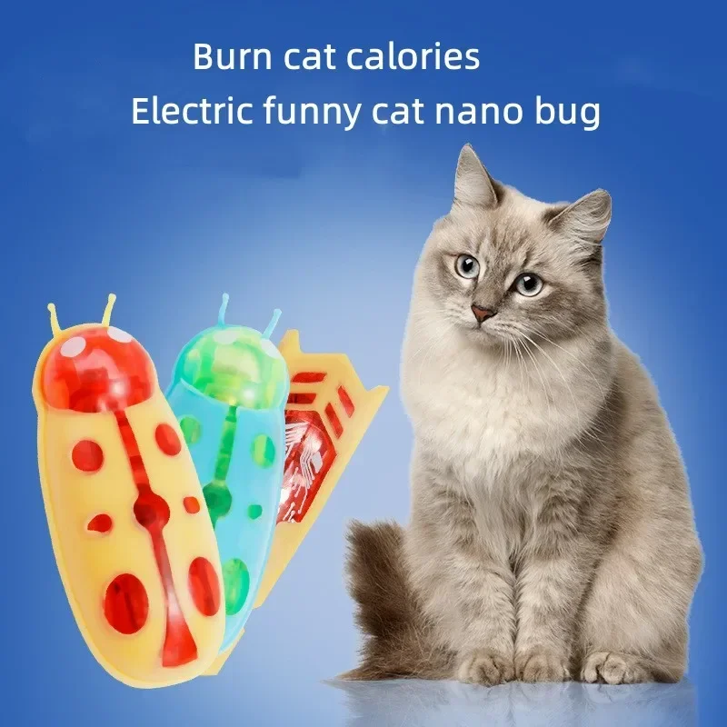 Pet Interactive Mini Electric Bug Cat Toy Cat Escape Obstacle Automatic Flip Toy Battery Operated Vibration Pet Beetle Supplies