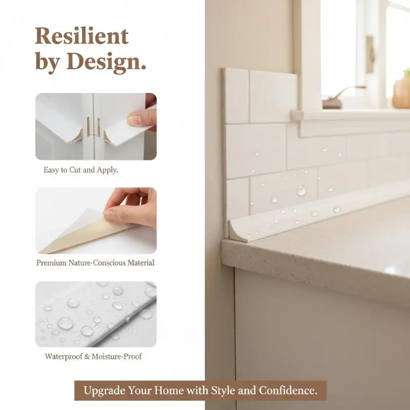 5M Soft Wall Trim Lines Self-Adhesive Anti-tipping Baseboard Decor Strip Edge Anticollision Molding Line 3D Wall Sticker