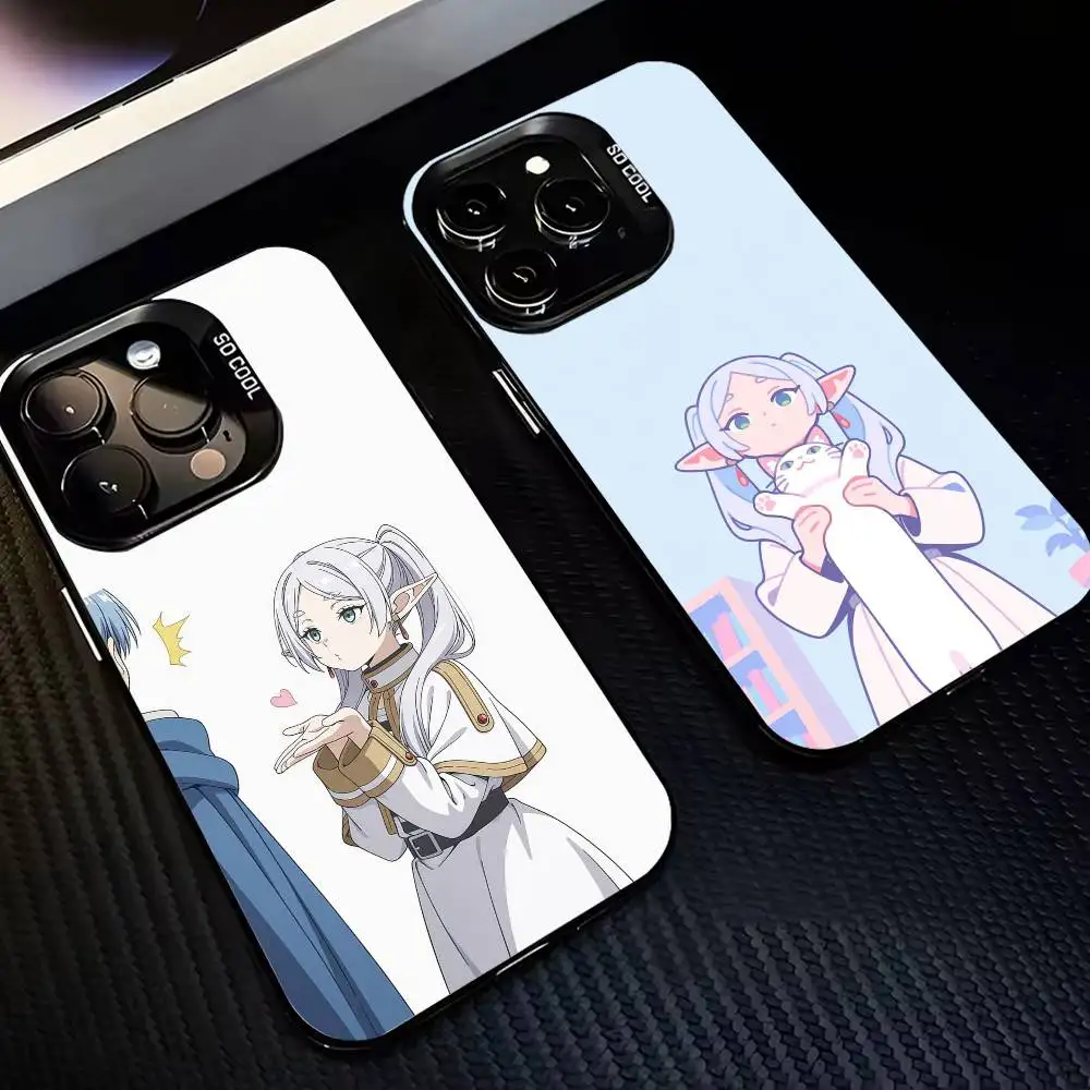 

S-Sousou No F-Frieren Phone Case For iPhone17 16 15 14 13 12 Pro Max Grey Black Matte Laser Metallic Aurora Funda