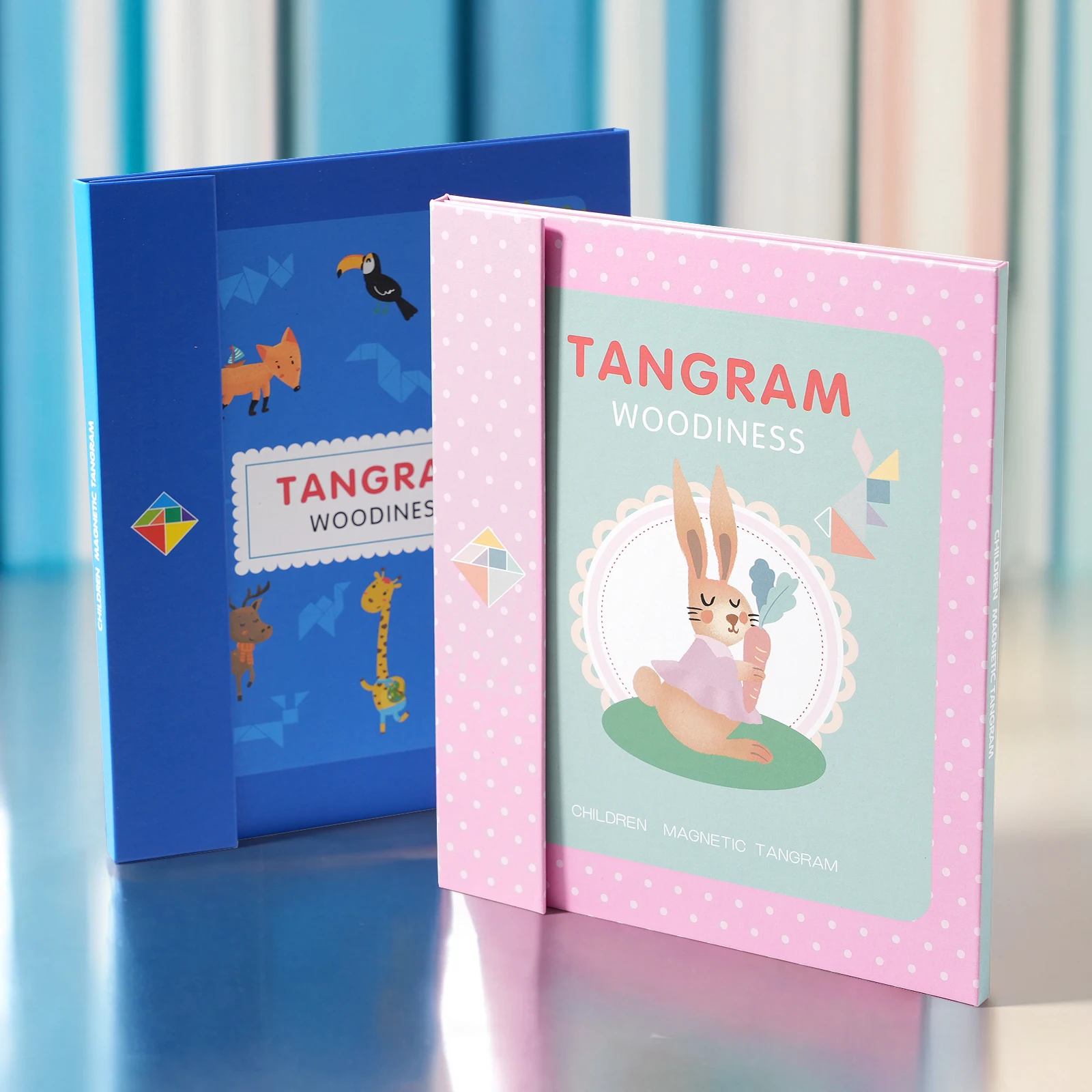 Montessori จิ๊กซอว์ไม้แม่เหล็ก Tangram หนังสือปริศนาของเล่นเพื่อการศึกษาเด็กการเรียนรู้เกมตรรกะรูปทรงเรขาคณิตบล็อก