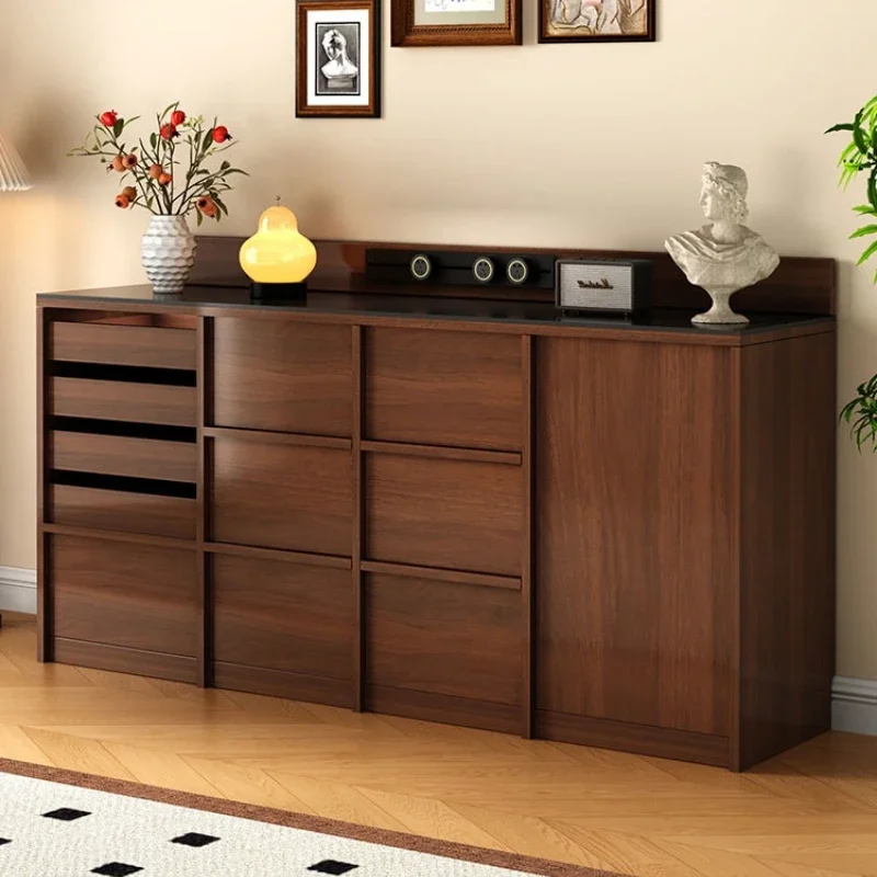 Slate sideboard, wall-to-wall integrated storage cabinet, second-hand living room, tea storage cabinet, backing mountain cabinet
