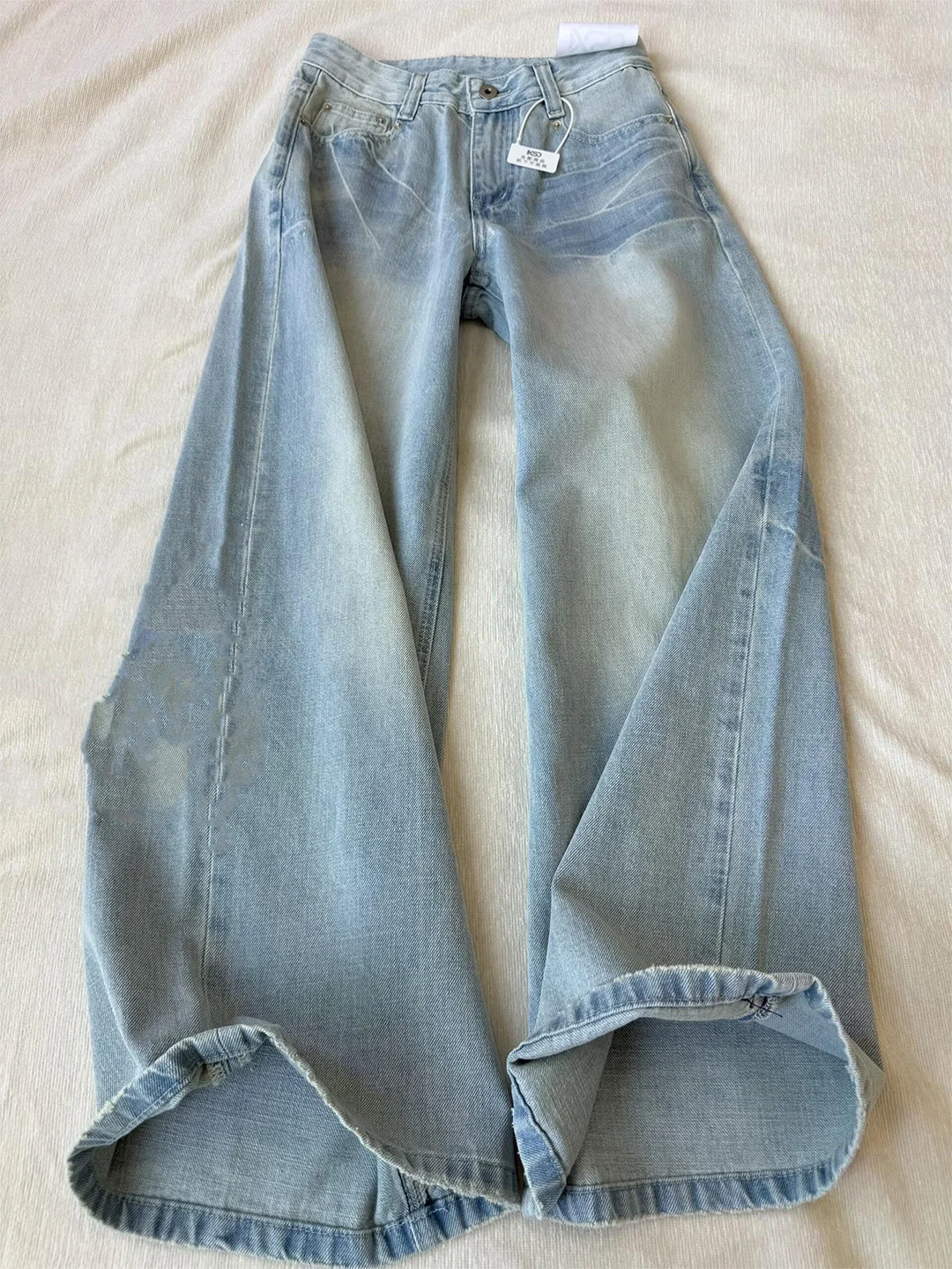 

Летние женские джинсы 2026 в американском стиле, свободные, широкие, в пол, с низкой посадкой, с отворотами, средней эластичности, немнущиеся