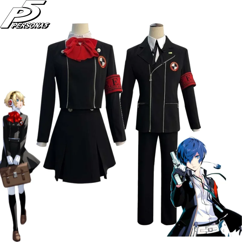 Disfraz de Cosplay de Persona 3 Reload, Uniforme Escolar de Aigis Minato Arisato Gekkoukan con Corbata, Insignia y Brazalete, Disfraz de Anime