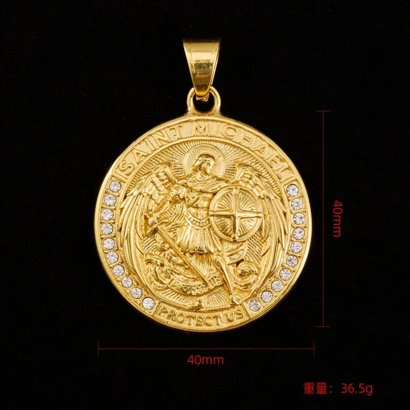 1pc Cool Men's Pendant with rhinestone 316L Stainless Steel Armor Shield Knight Templar Crusader Cross Necklace Punk Jewelry