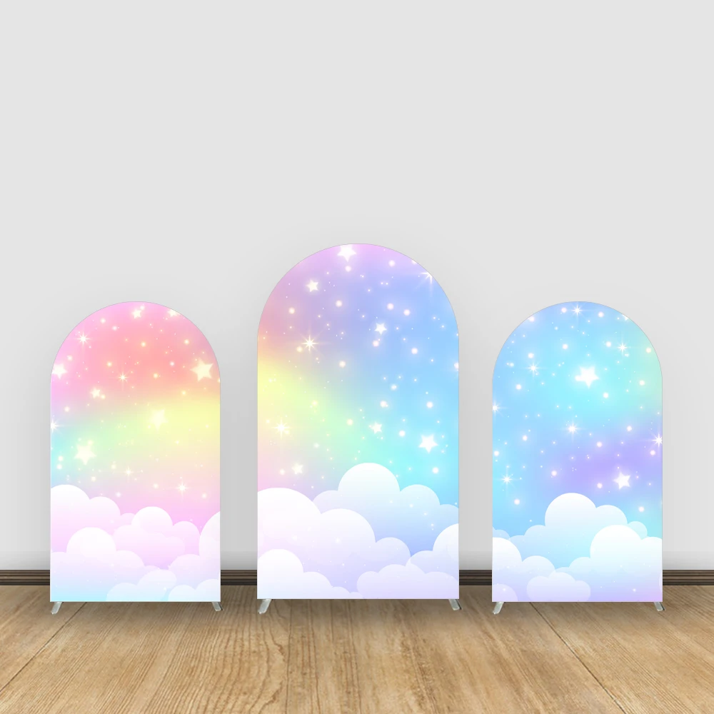 

Colorful Cloud Theme Balloon Arch Stand Elastic Fabric Backdrop Cover Suitable for Children Birthday Surprises Party Decorations