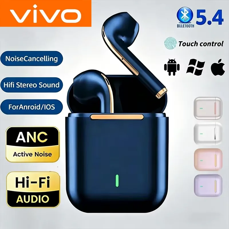 Écouteurs sans fil VIVO J18 TWS, réduction de bruit, Bluetooth 5.4, étanches, stéréo HIFI, intra-auriculaires, pour le sport et la musique