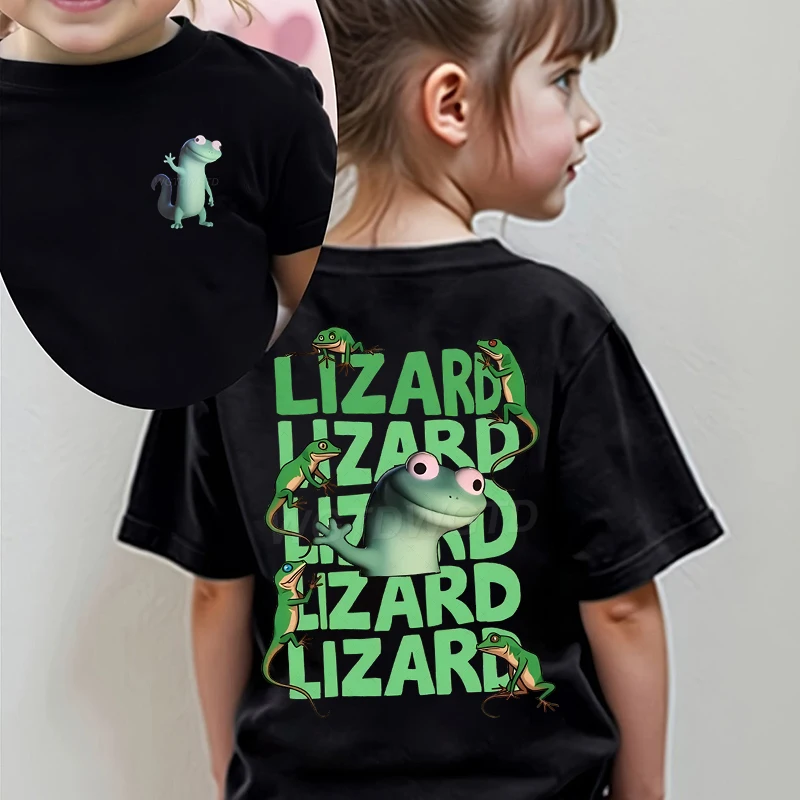 

Funny Lizard Meme Print T-shirt Summer Short Sleeve Round Neck Tees Tops Boys Girls Cute Lizard Meme T Shirt Children's Clothing