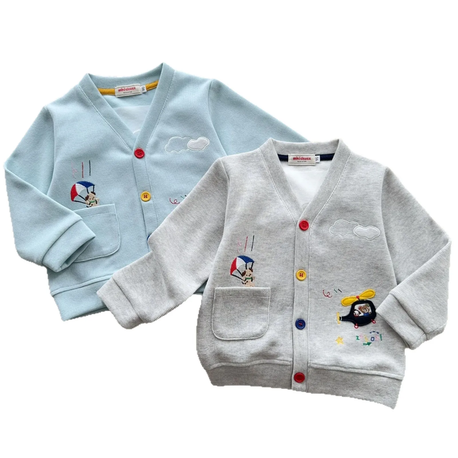 

25 Autumn New Japanese Children's Sticky Little Bear Cute Knitted cardigan V-neck Cartoon Casual Coat