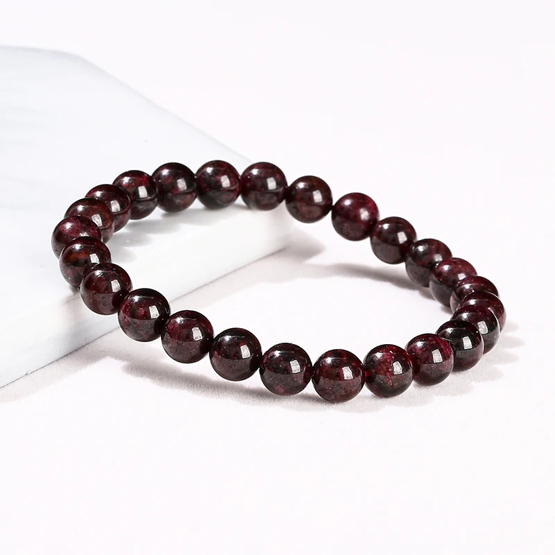 

JD 1A Natural Garnet Stone Wine Red Beaded Bracelet Men Women Yoga Healing Balance Bracelets Jewelry Couple Valentine's Day Gift