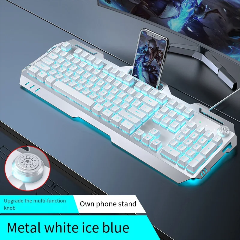 

Mechanical Feeling Keyboard Mouse Headset Set Knob Gaming Laptop Usb Port 104 Keys Keyboard 4 Keys Wired Mouse