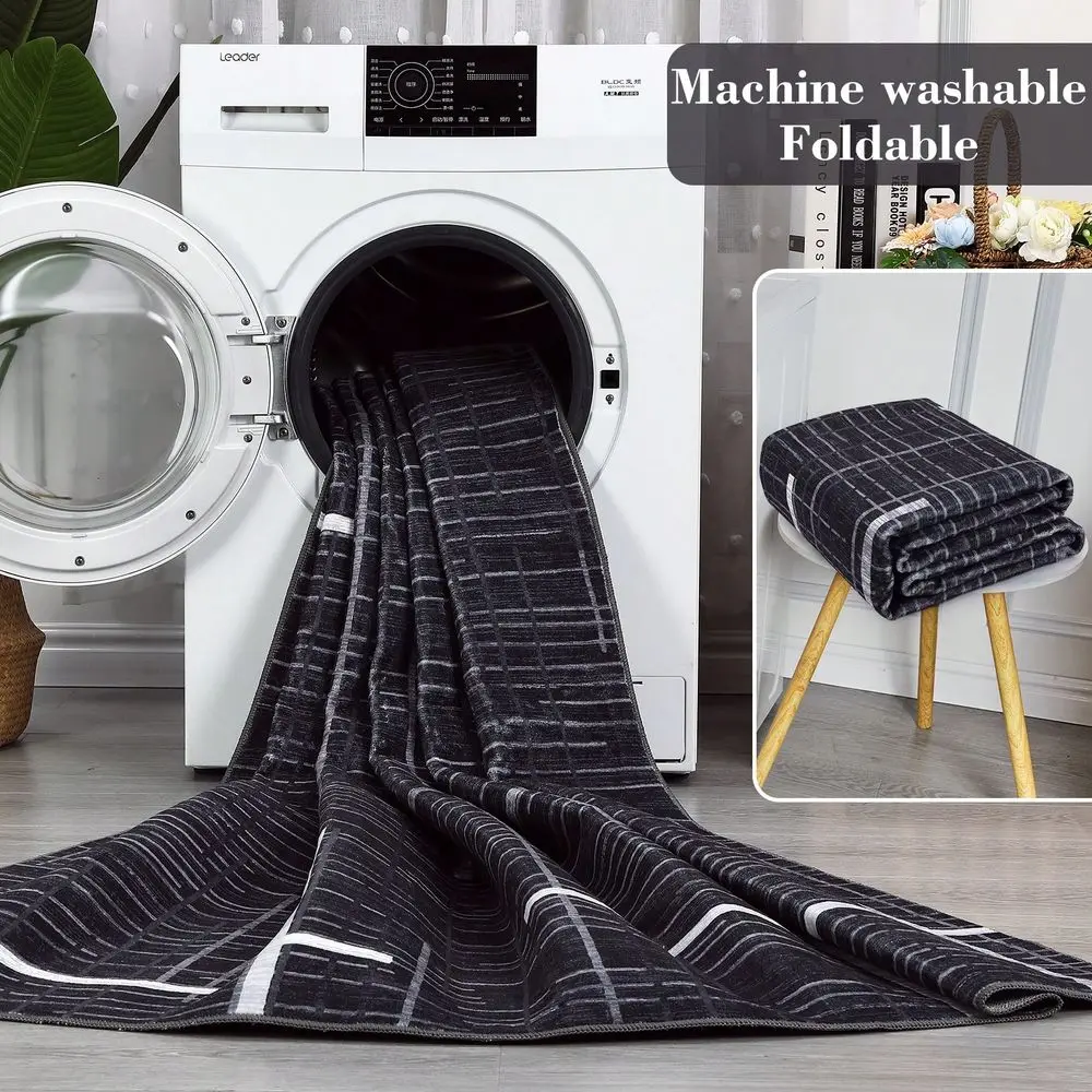 

Geometric Living Room Rug UltraThin NonSlip Carpet Foldable Interior Decorative Rug Washable Carpet For Bedroom Living Room Off