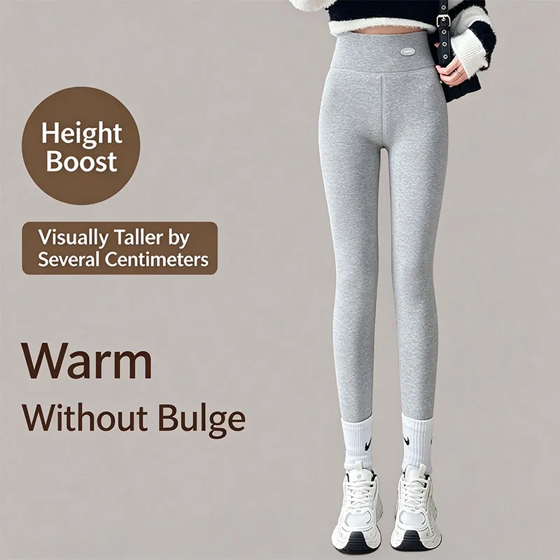 Women's Winter Thicken Warm Leggings 2026 New Solid Color Out Wear Plus Velvet Thermal Leggings Korean Chic Fleece Yoga Tights