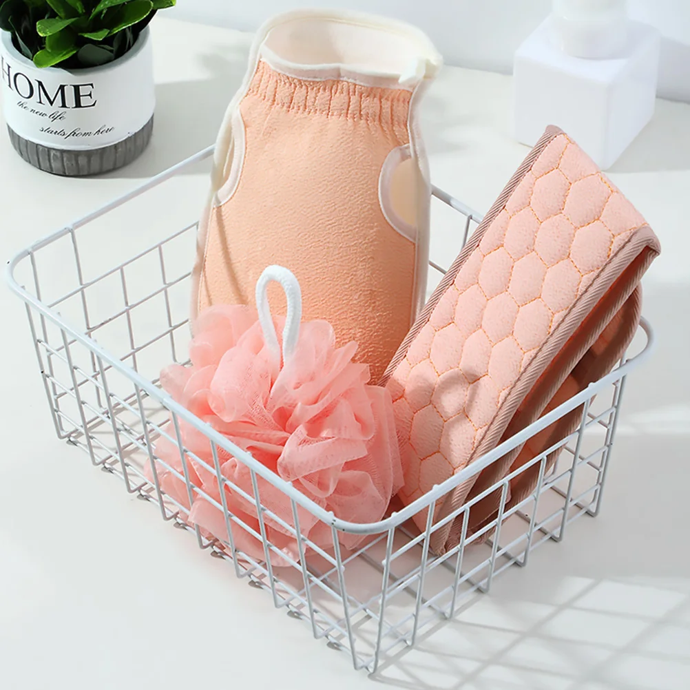 

Three Piece Bath Towel Set Cloud Velvet Shower Tools Exfoliating Gloves Bathing Scrubber Back Cleaning Strip Body Massage