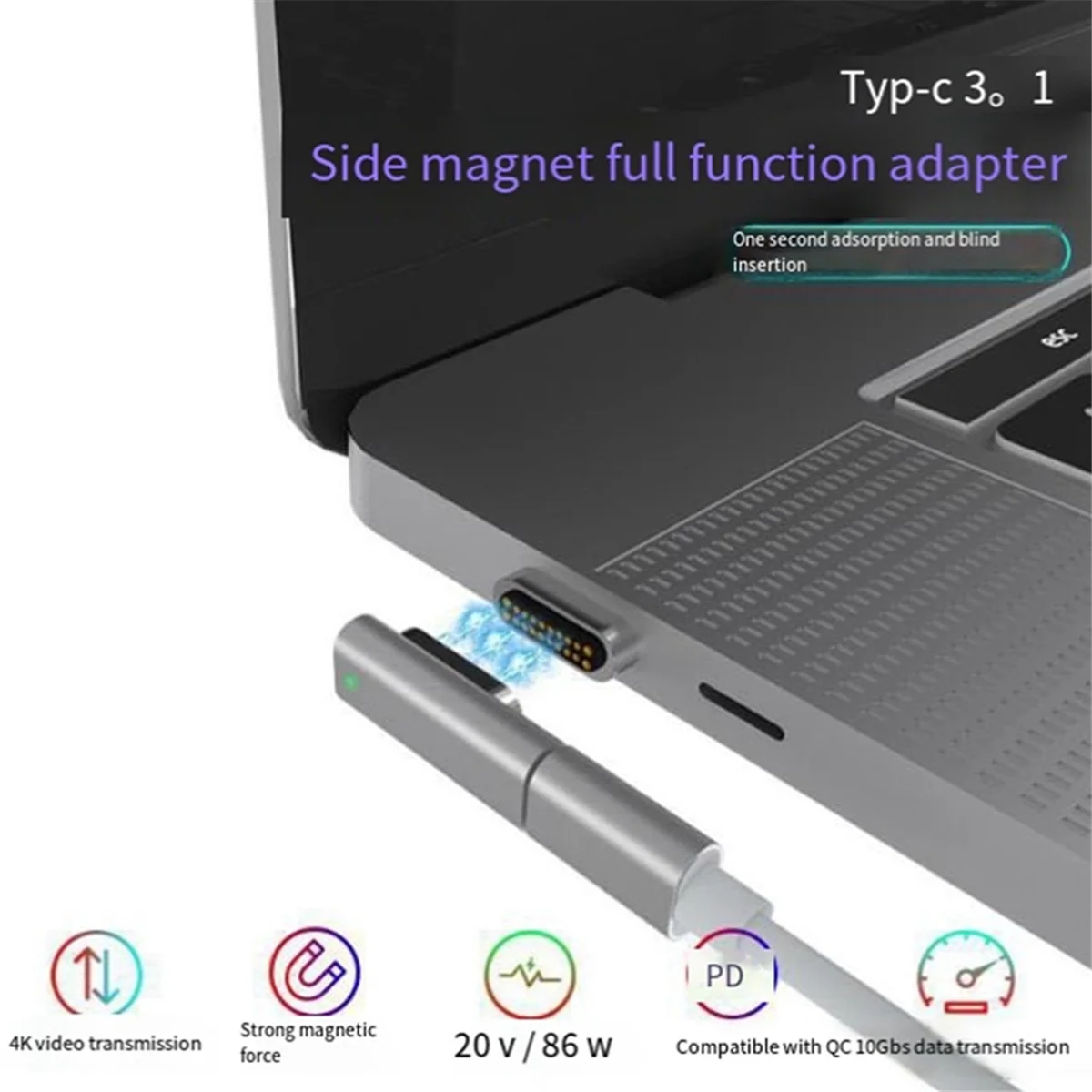 AAAE New 100W 20 PIN MAGNETIC USB C PD Charging Cable Fast Charging 10 Gbps 4K Video @ 60Hz for Pro/Air