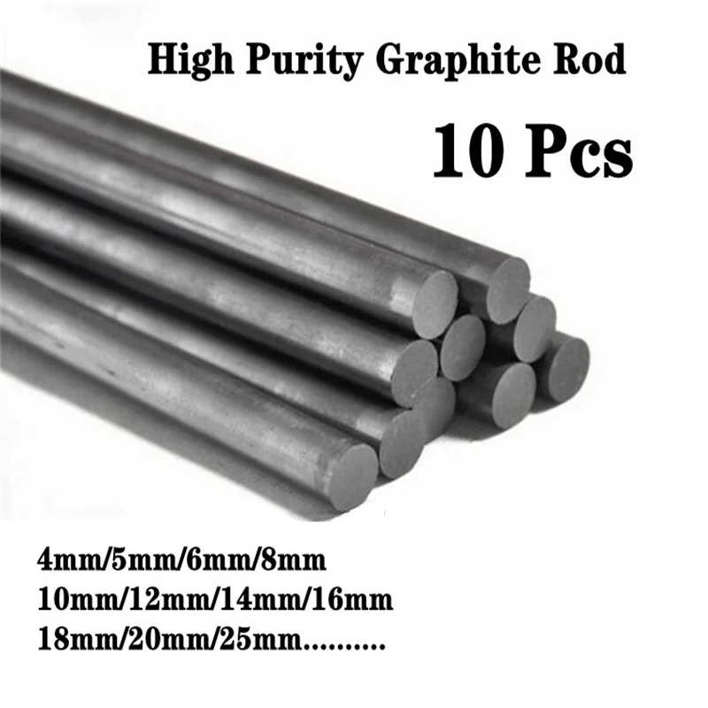 

10pcs Black Carbon Rod Graphite Electrode Cylinder Rods Bars 100mm For Industry High Temperature Conductive Carbon Rods