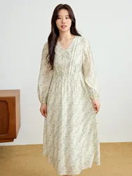 DUSHU Plus Size Women Clothing 2025 Spring New Style French Waist Cinched Floral Dress Fashionable Dress 25DS81300
