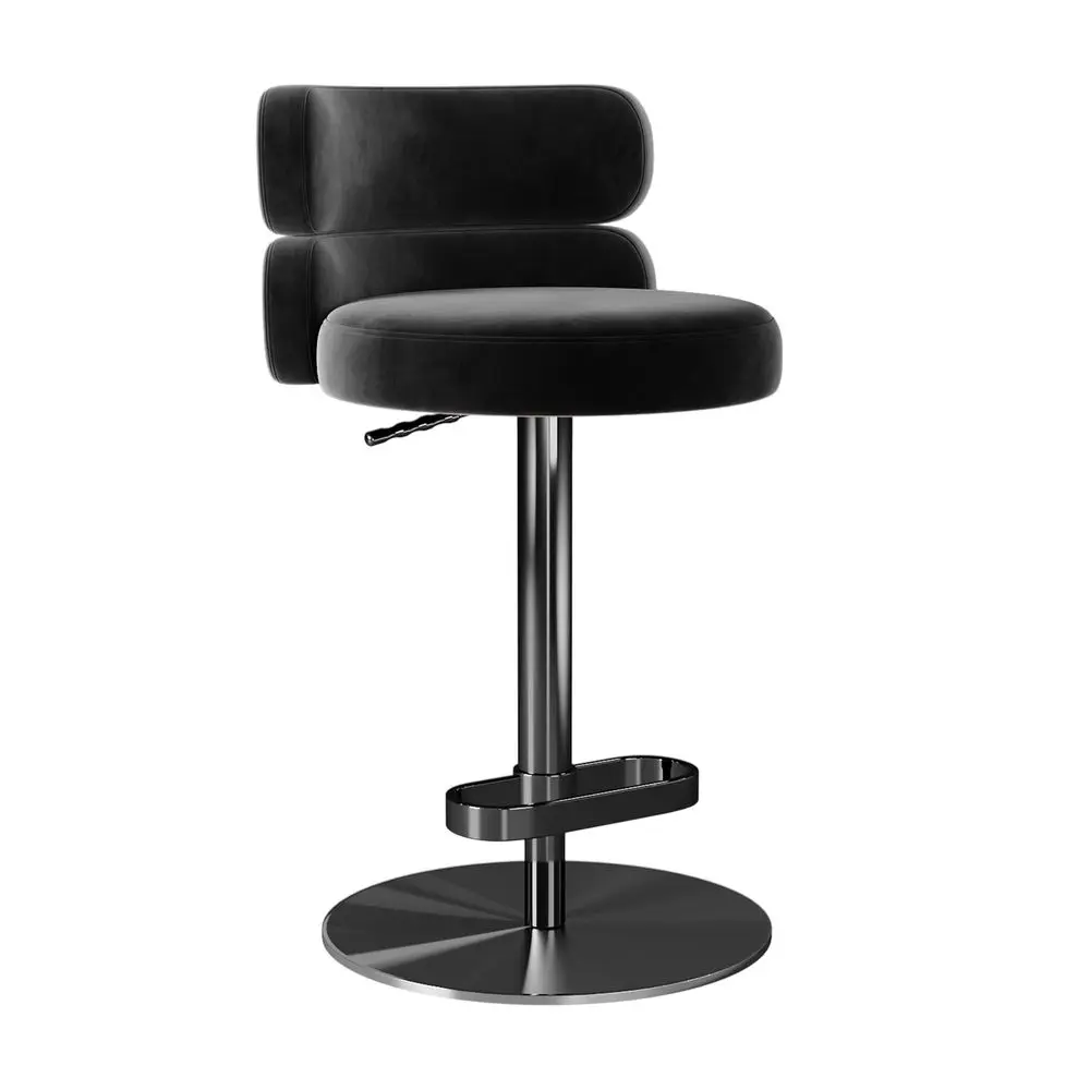 

Bar Stool Adjustable Airlift Counter Height Bar Stool Kitchen Dining Cafe Hydraulic Velet Bar Chair with Padded Back and BlackG