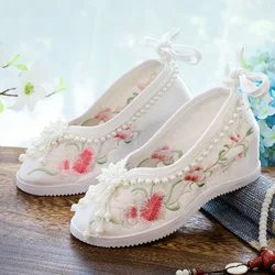 Comemore altezza interna aumento scarpa con zeppa primavera stile etnico cinese retrò cinese pechino testa tonda scarpe da sposa rosse Hanfu