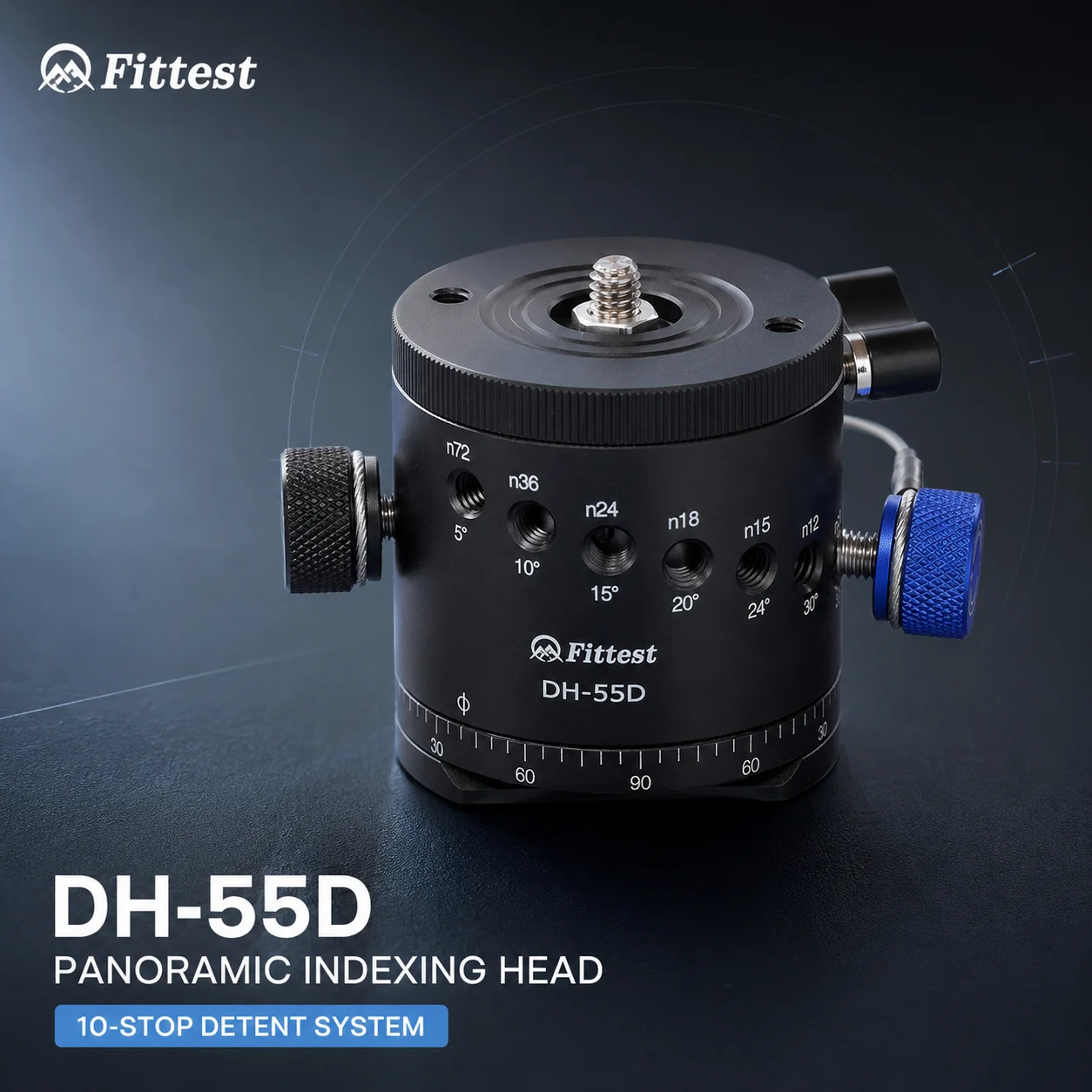 Arca‑Type CNC Aluminum Panoramic Indexing Base DH‑55D 10‑Stop Detent 360° Panning Head For Tripod Panorama Shooting Work