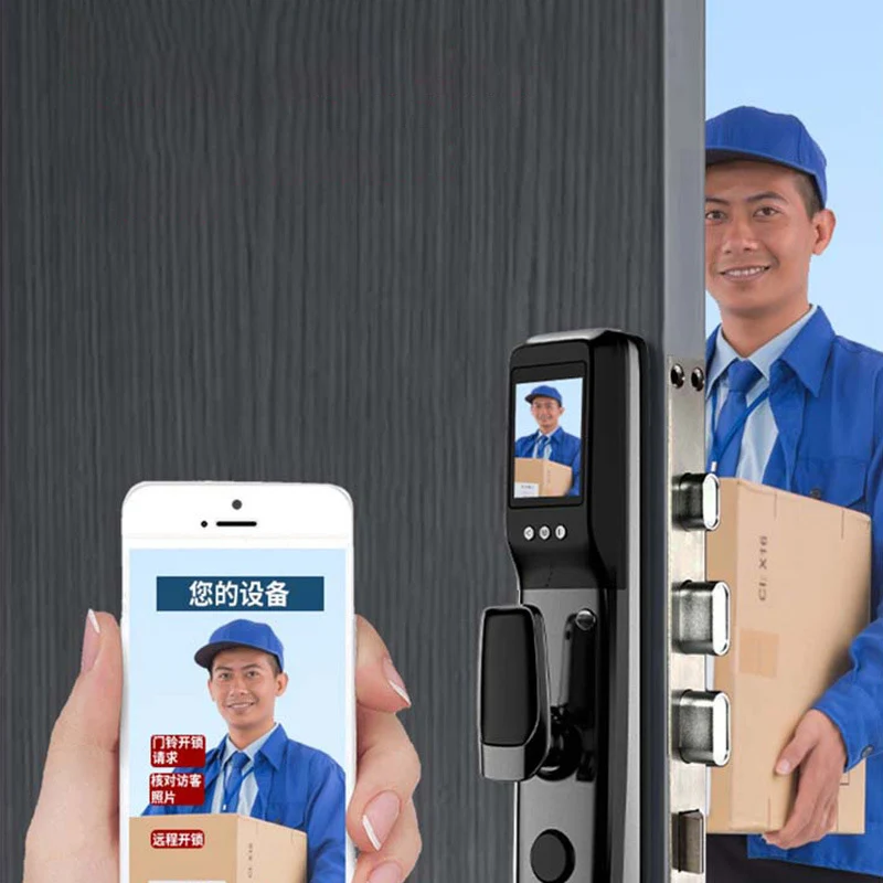 3D Face Recognition Door Lock Smart Phone APP Usmart Go WIFI Remote Control For Door Thickness 40-100mm Rechargeable Battery