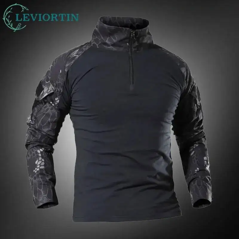 Spring and Autumn Cycling Clothing Moisture wicking Elastic T-shirt Outdoor Camouflage Clothing Frog Clothing Long Sleeve Top