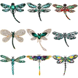 Rhinestone Dragonfly Brooches for Women Unisex Insects Pins Office Party Friend Gifts Jewelry Accessories