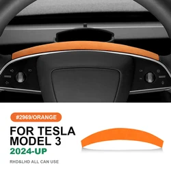 Italian Suede Suede for Tesla Model 3 Highland 2024-Up Steering Wheel Trim Cover Protect Sticker Interior Car Accessories