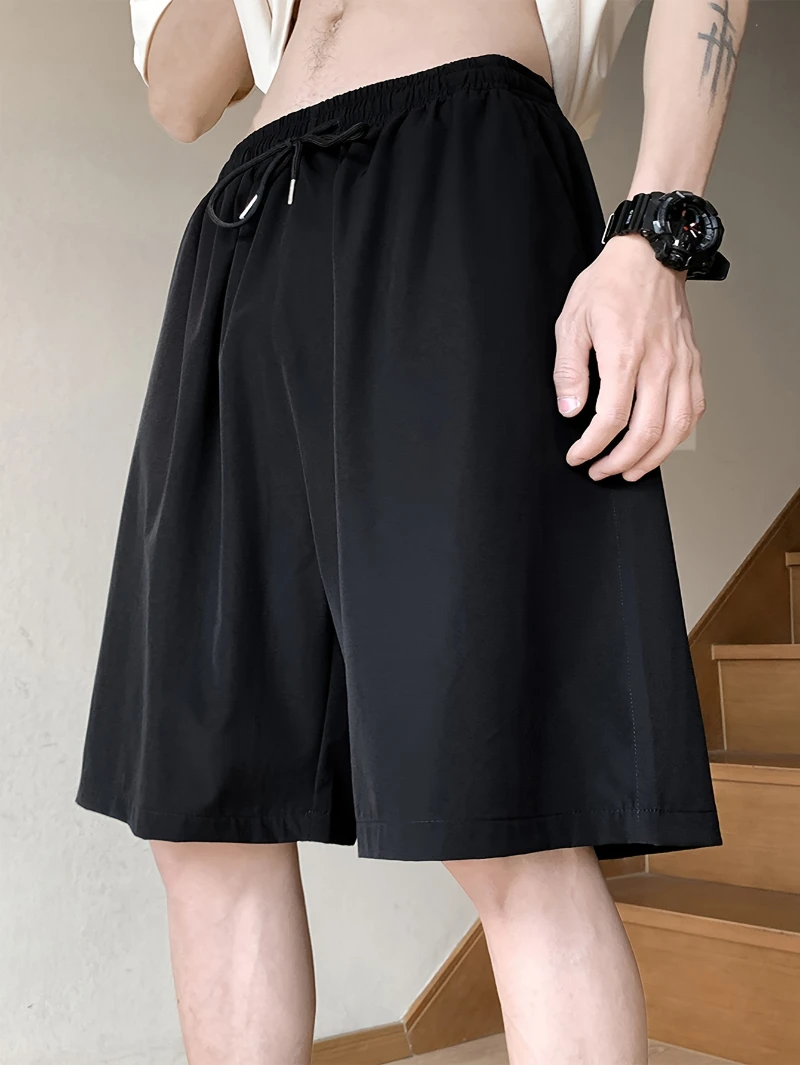 

Мужские однотонные шорты с карманами, повседневные шорты с эластичной резинкой на талии и завязками, всесезонные спортивные шорты, мужские шорты y2k.