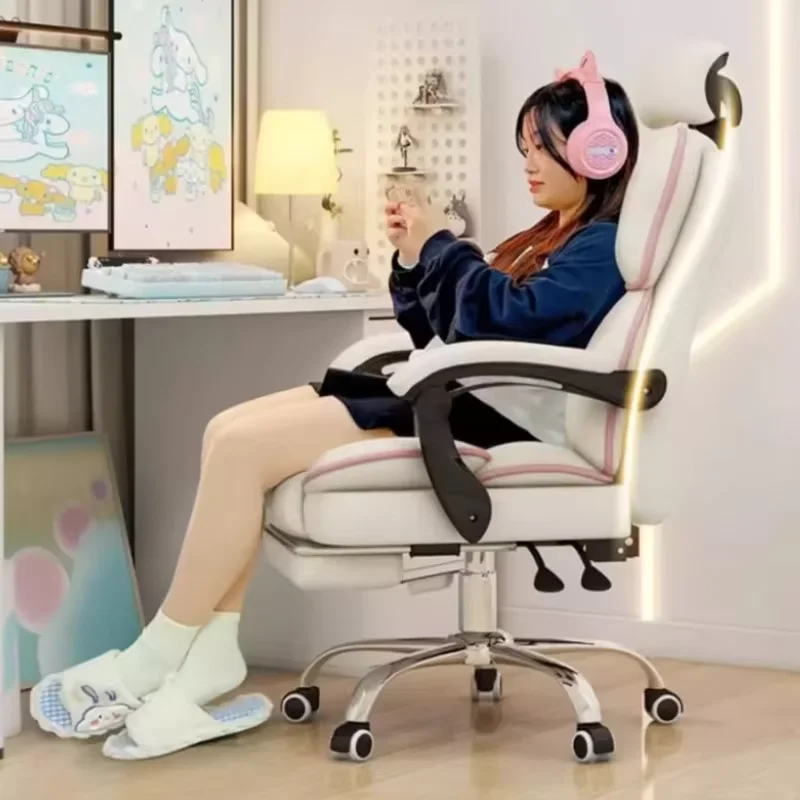 Nordic Gaming Office Chair Ergonomic Footrest Designer Accent Chair White Modern Comfortable Chaises De Bureau Office Furniture