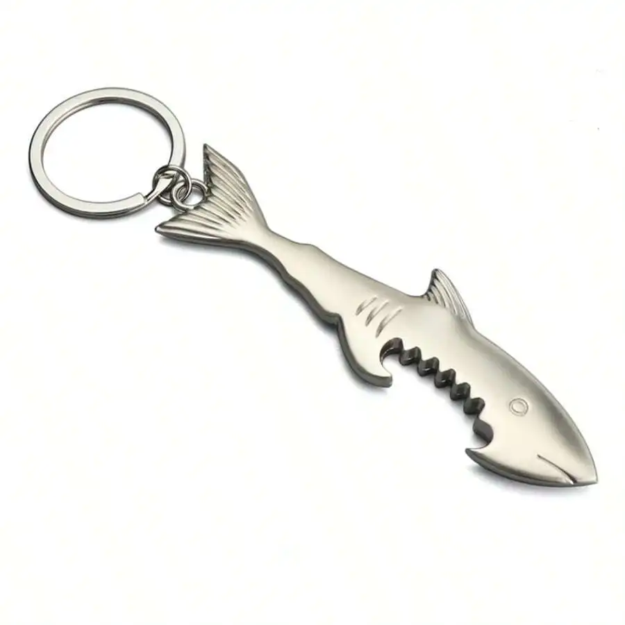 1pc Shark Shaped Bottle Opener Keychain, Suitable For Bags, Car Keys, Accessories, Keyring Decor, Gothic Y2K Style Cute Gift