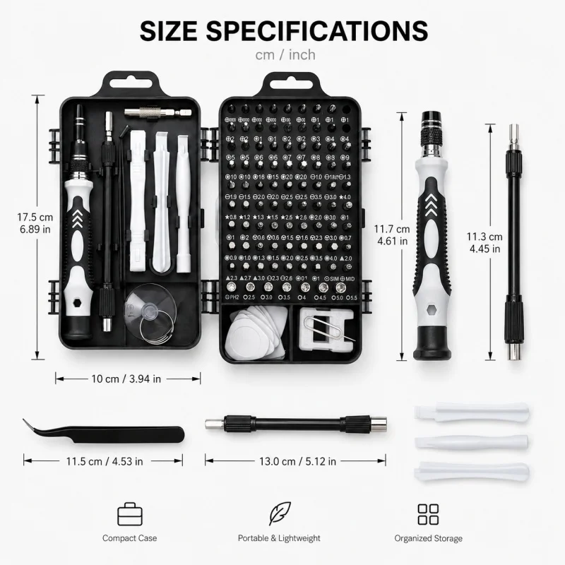 115Pcs Precision Magnetic Screwdriver Set, Electronics Repair Tool Kit for Phone Laptop Watch Camera Game Console DIY Hand Tools