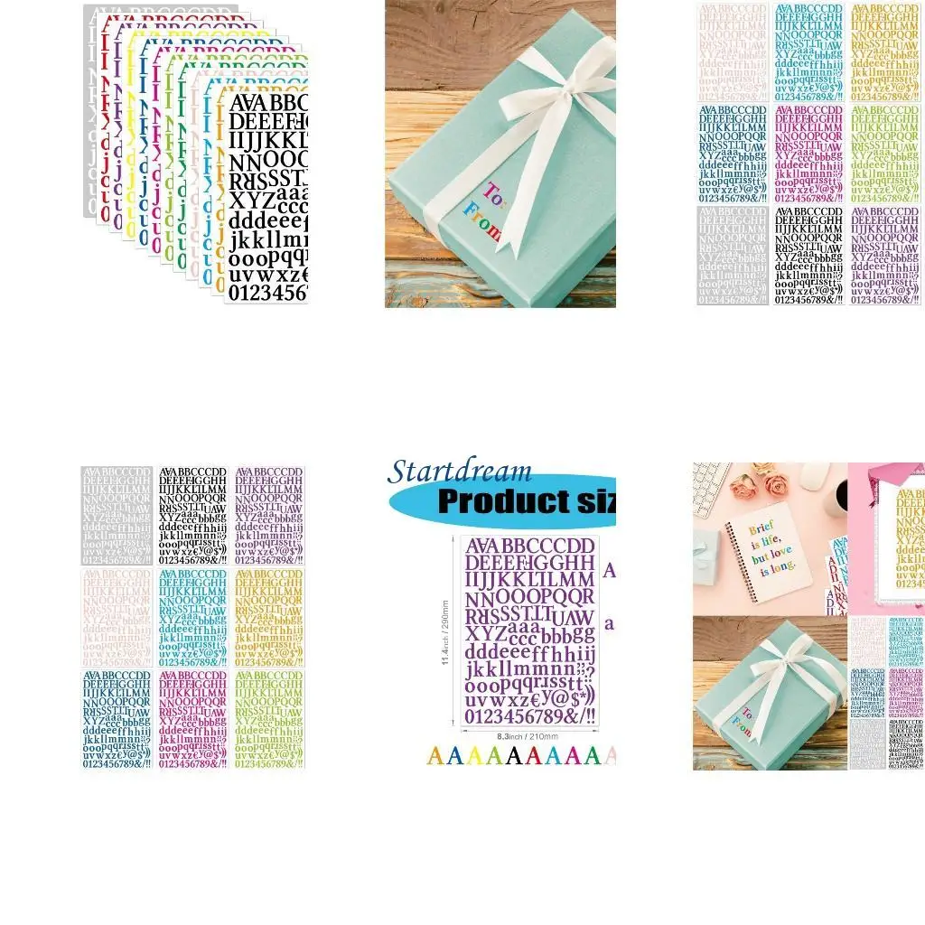 

12 листов наклейка с номером букв, наклейка с множественной алфавитом для знака, скрапбукинг, ремесла и украшение K92C