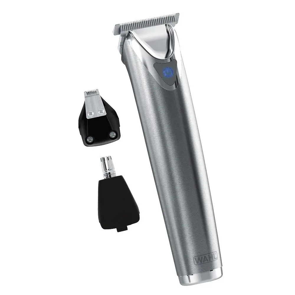 

Stainless Steel Cordless Beard Trimmer for Men - Rechargeable with Rotary Ear & Nose and Detail Trimmer