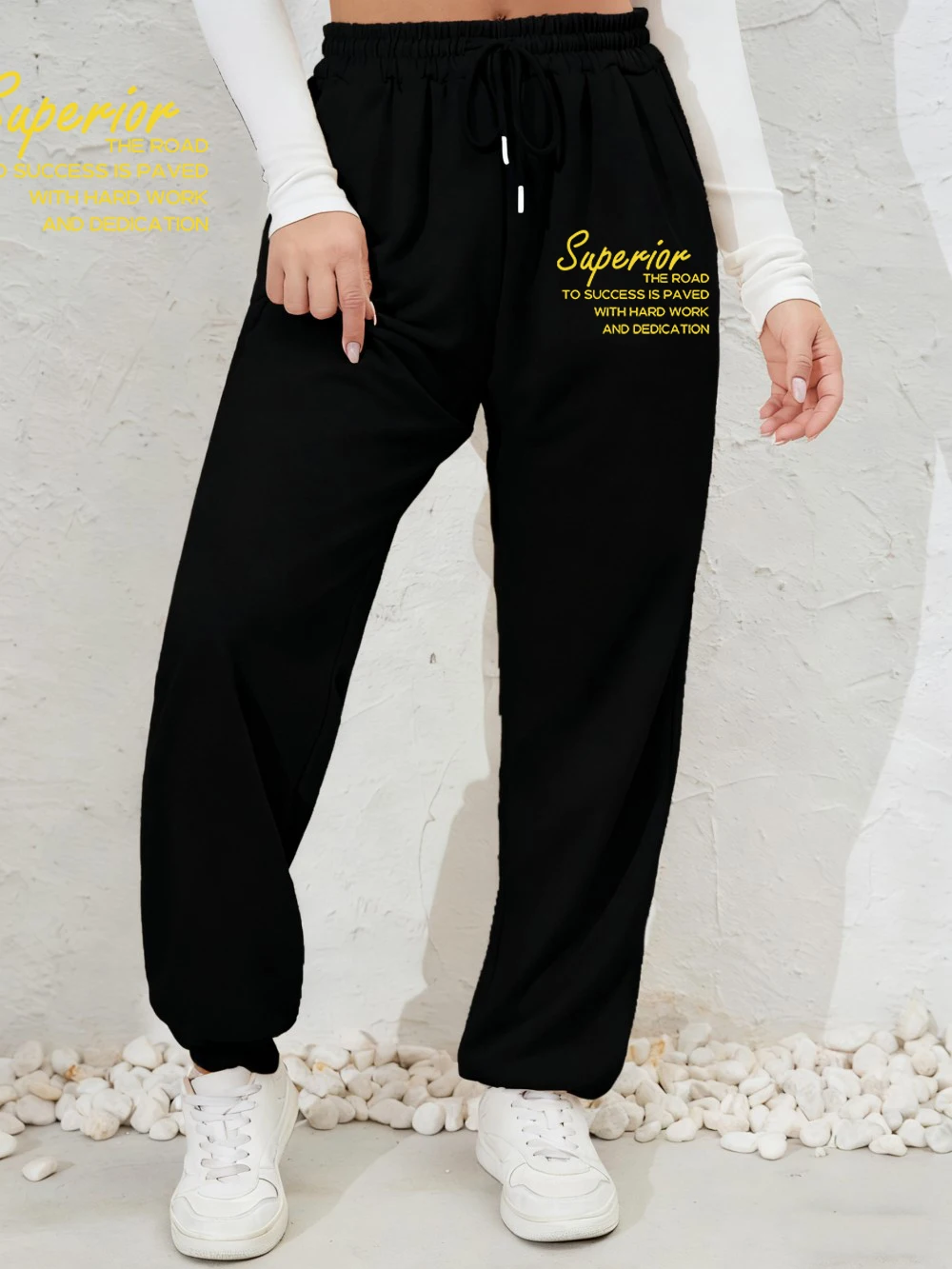 

Превосходные спортивные штаны с дорожным принтом, женские зимние брюки для бега, удобные брюки с эластичной резинкой на талии и карманами, базовая женская спортивная одежда