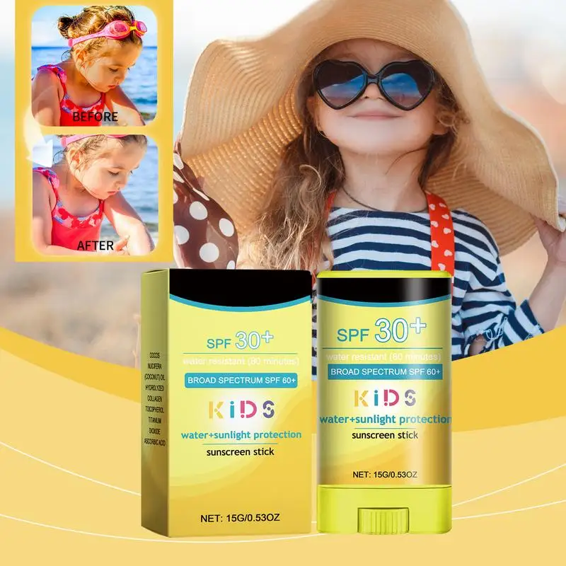 Kids Face Sunscreen Stick Broad Spectrum Protection For Babies Face Sunscreen Protector Non-Greasy Sunblock Gel UVA/UVB Sun