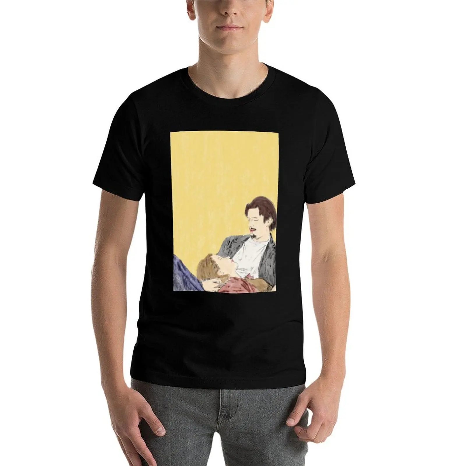 قبل شروق الشمس — تي شيرت بألوان مائية تي شيرت مصمم قطن تي شيرت رجالي #4