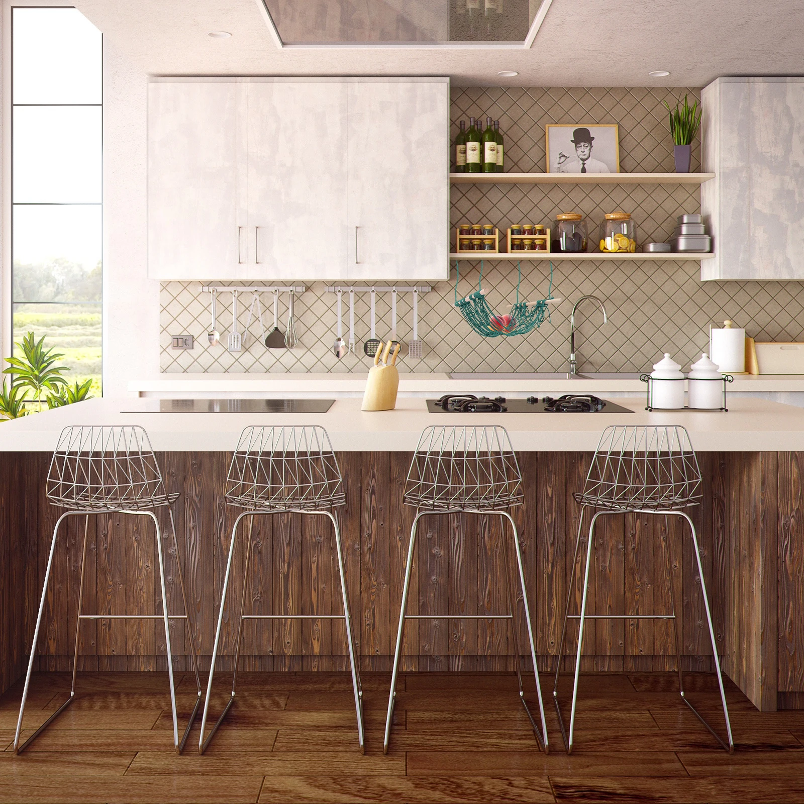 

Fruit and Vegetable Hanging Basket Hammock Decoration Woven Holder Net Bag Kitchen