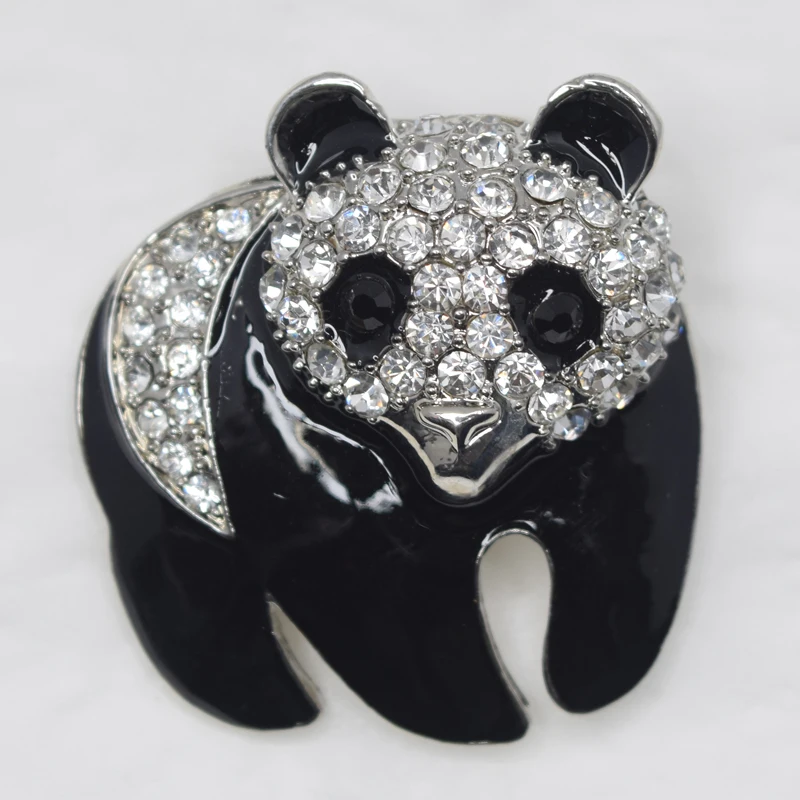 

12 шт./лот, оптовая продажа, эмалированные броши в виде панды со стразами C101924