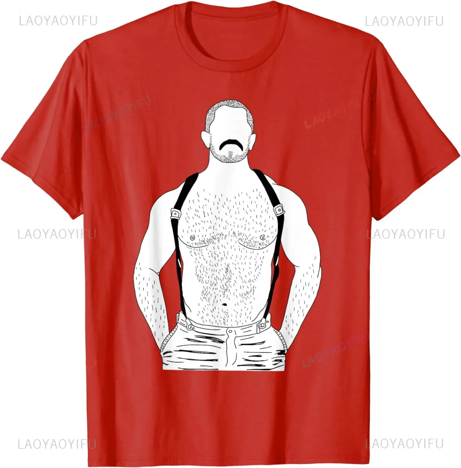 Gay Leather Gay Daddy Man Bear Kink Fetish BDSM Gay Mustache Printed T-shirt Woman Man Unisex Adult High Quality Cotton Tops