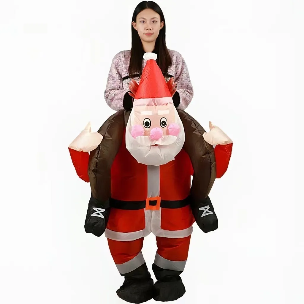 Divertido disfraz inflable de Papá Noel, accesorio de actuación para fiesta de Navidad y ciclismo
