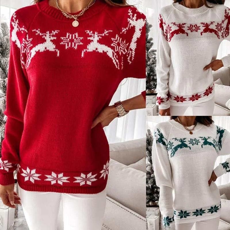 

Ladies Cisas Knitted Sweater Long Sve Tassel Fluffy Deer Pattern Winter Top Faionable Casual Sle Premium Quali
