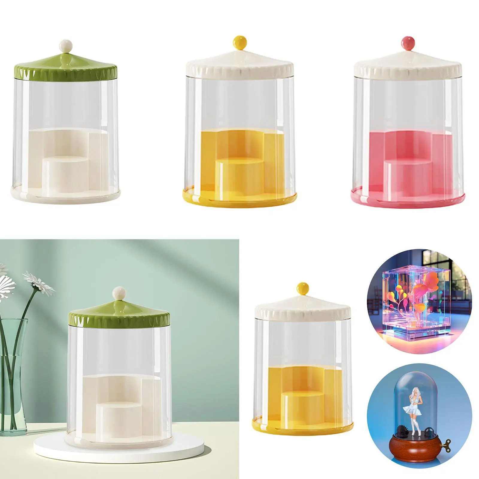 

Doll Display Stand Clear Dustproof Showcase for Collectibles Model Doll Home