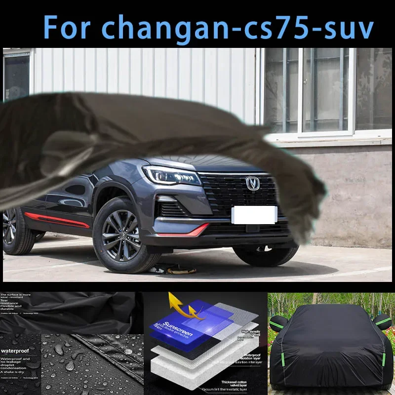 Untuk changan-cs75-suv perlindungan luar ruangan mobil penuh penutup salju penutup kerai tahan air tahan debu aksesoris eksterior mobil