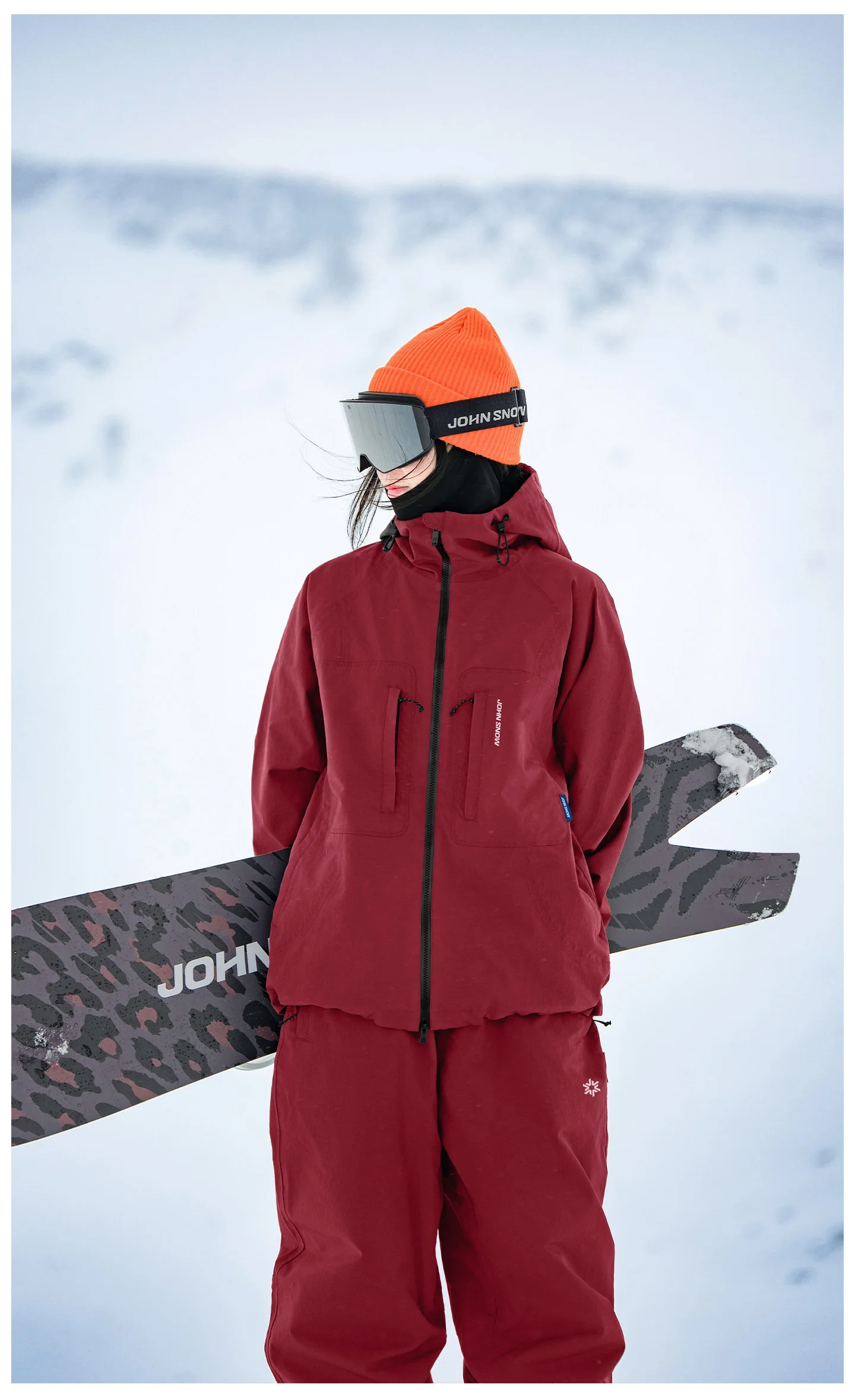 2026 John Snow Unisex 3L Vollständig Versiegelter Skianzug Wasserdicht Winddicht Warm Atmungsaktiv Ski- & Snowboard-Outdoor-Jacke und Hosen-Set – Detail 27